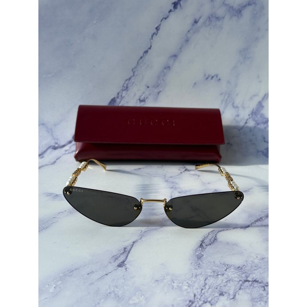 NEW Gucci GG1920S Gold Cat Eye Pearl Sunglasses - Picture 4 of 10